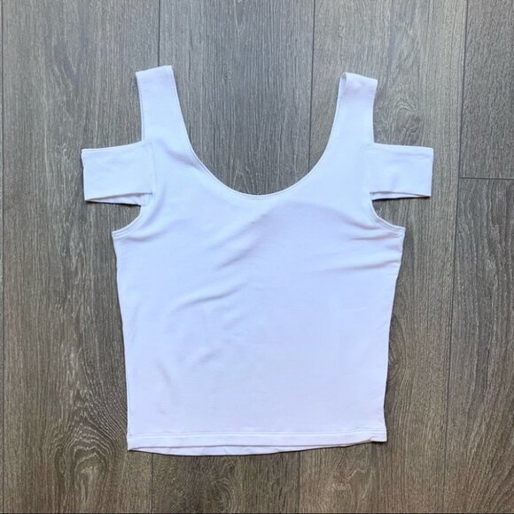 Revolve LNA Teresitas Crop Top Cut Out Cold Shoulder Boat neck White Small - Picture 2 of 13